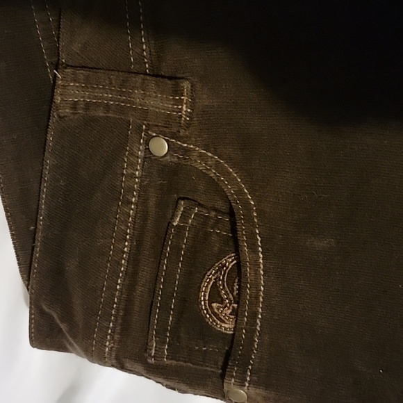 Reba..Brown Decorative Pants Flared Cut size 4 womens - Picture 2 of 8